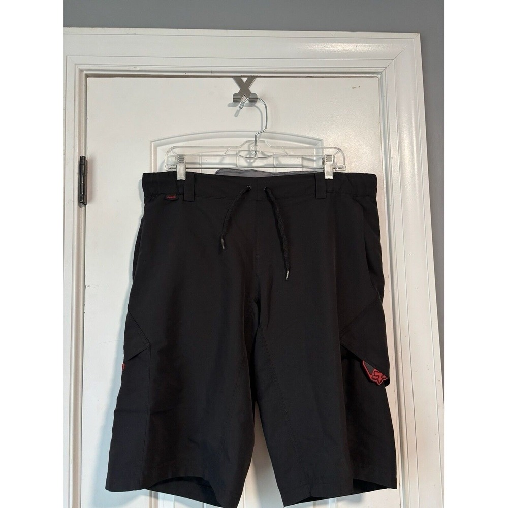 Fox Cycling Shorts Adult 34 Black Cargo Padded MTB Mountain Bike Polyester Blend